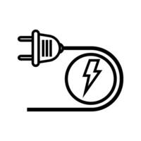 Electric plug with lightning bolt, electricity current and voltage icon vector