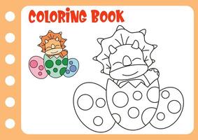 coloring book for kids. coloring dino in the egg vector