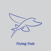 volador pescado logo diseño vector