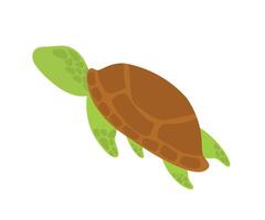 Turtle Swimming Cartoon for Sea Animal Collection Animated Illustration vector