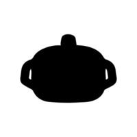 Boiling pot silhouette icon. Cooking ware flat design vector