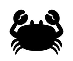 Crab in Black Silhouette Sea Animal Cartoon Illustration vector