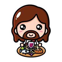 cute jesus shares food for you vector