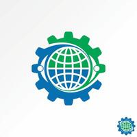 Logo design graphic creative concept premium stock abstract unique world globe with gear and human body hold. Related community group engineer vector