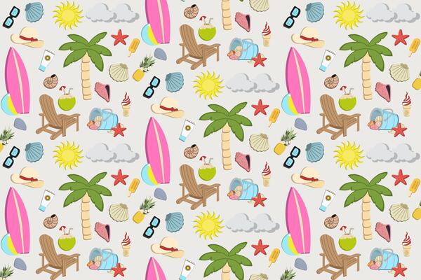 Summer vacation on beach pattern, holiday wallpaper background.