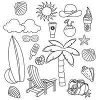 Complement to summer in doodles ready to paint. vector