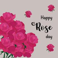 Happy rose day with a bunch of pink roses. Isolated background. vector