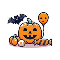 illustration of cute Halloween icons vector