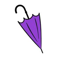 Purple umbrella in hand-drawn style, concept about a rainy season. Isolated illustration for print, digital and more design vector