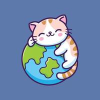 Cute illustration of cats and earth vector