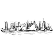 Drawing of London cityscape along the river vector