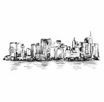 Drawing of New York City Landscapes, Skyline. vector
