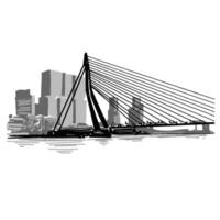 Drawing of Erasmusbrug in Netherlands vector