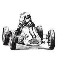 Drawing of the vintage car racing vector