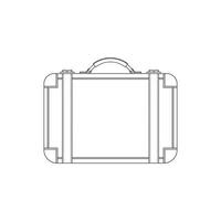 Hand drawn kids drawing cartoon illustration leather suitcase icon Isolated on White vector