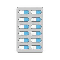 kids drawing cartoon illustration pill medicine blister pack icon Isolated on White vector