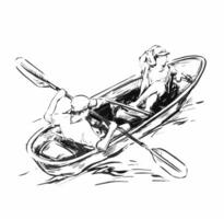 dibujo de barco excursión a lo largo el río vector