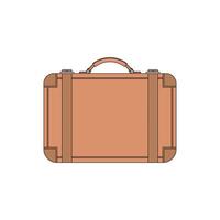 kids drawing cartoon illustration leather suitcase icon Isolated on White vector