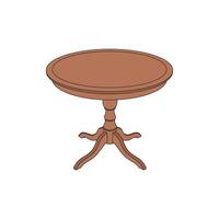 kids drawing cartoon illustration round wooden table icon Isolated on White vector