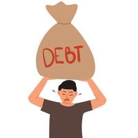 man with debt illustration vector