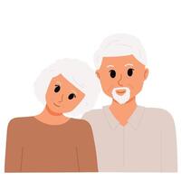 portrait of elderly grand mother and grand father illustration vector