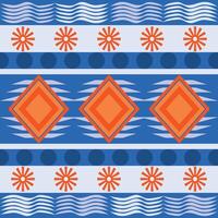 Blue and orange Textile fabric pattern geometric seamless. Simple graphic design vector
