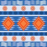 Blue and orange Textile fabric pattern geometric seamless. Simple graphic design vector