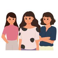 un retrato de Tres mujer, sonriente ilustración vector