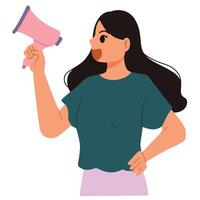 shouting woman on megaphone illustration vector