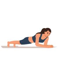 sporty woman doing plank illustration vector