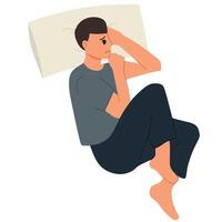 insomnia and sad man cant sleep problem illustrationt vector