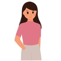 A woman standing with one hand on her pocket happy proud illustration vector