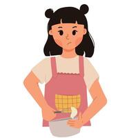 a portrait of a kid cooking and baking illustration vector