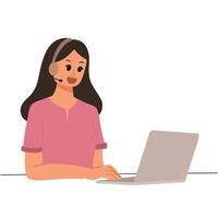 a portrait of customer service working in front of laptop illustration vector