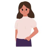 A woman standing with one hand on her pocket happy proud illustration vector