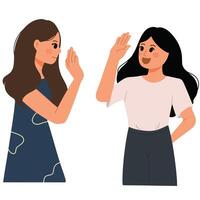 friends doing high five and saying hello gesture hand illustration vector
