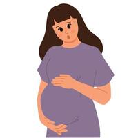 pregnant woman having contraction illustration vector