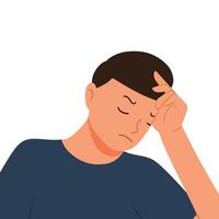 a man having headache with hand on head illustration vector