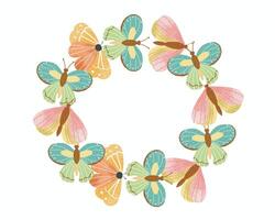 Cute Colorful Butterfly Watercolor Wreath vector