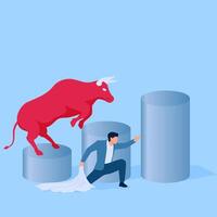 el matador permite el toro a saltar terminado el grafico, un metáfora para creciente compartir precios en el valores mercado vector