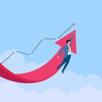 people are attracted to an arrow that goes upwards, a metaphor for the rise of business. Business flat illustration. vector