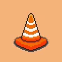 Traffic cone pixel art. illustration design vector