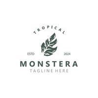 monstera deliciosa hoja naturaleza logo diseño, plano planta icono diseño ilustración modelo vector