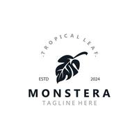 monstera deliciosa hoja naturaleza logo diseño, plano planta icono diseño ilustración modelo vector