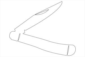 Continuous one line art drawing of knife outline illustration vector