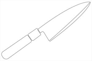 Continuous one line art drawing of knife outline illustration vector