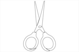 Continuous one line art drawing of scissors illustration design vector