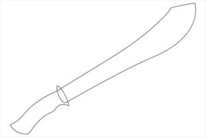 Continuous one line art drawing of knife outline illustration vector