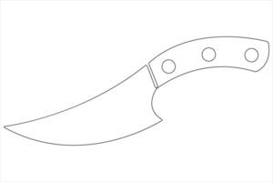 Continuous one line art drawing of knife outline illustration vector