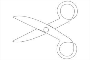 Continuous one line art drawing of scissors illustration design vector